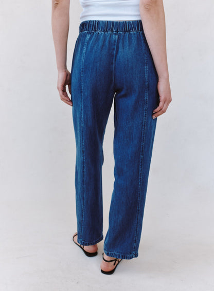 Bella Dahl Seamed Soft Barrel with Elastic Back - Horizon Blue Wash