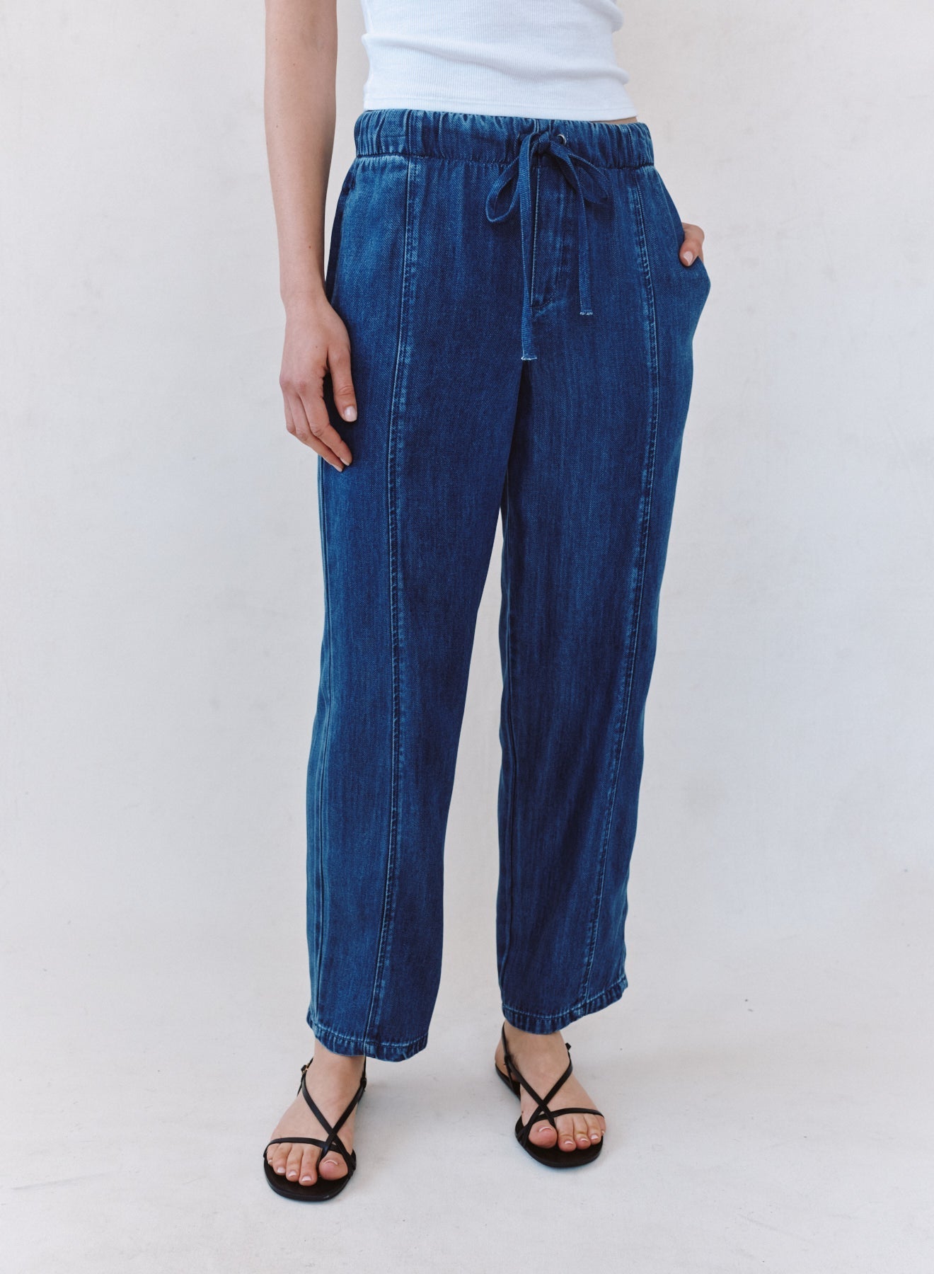 Bella Dahl Seamed Soft Barrel with Elastic Back - Horizon Blue Wash