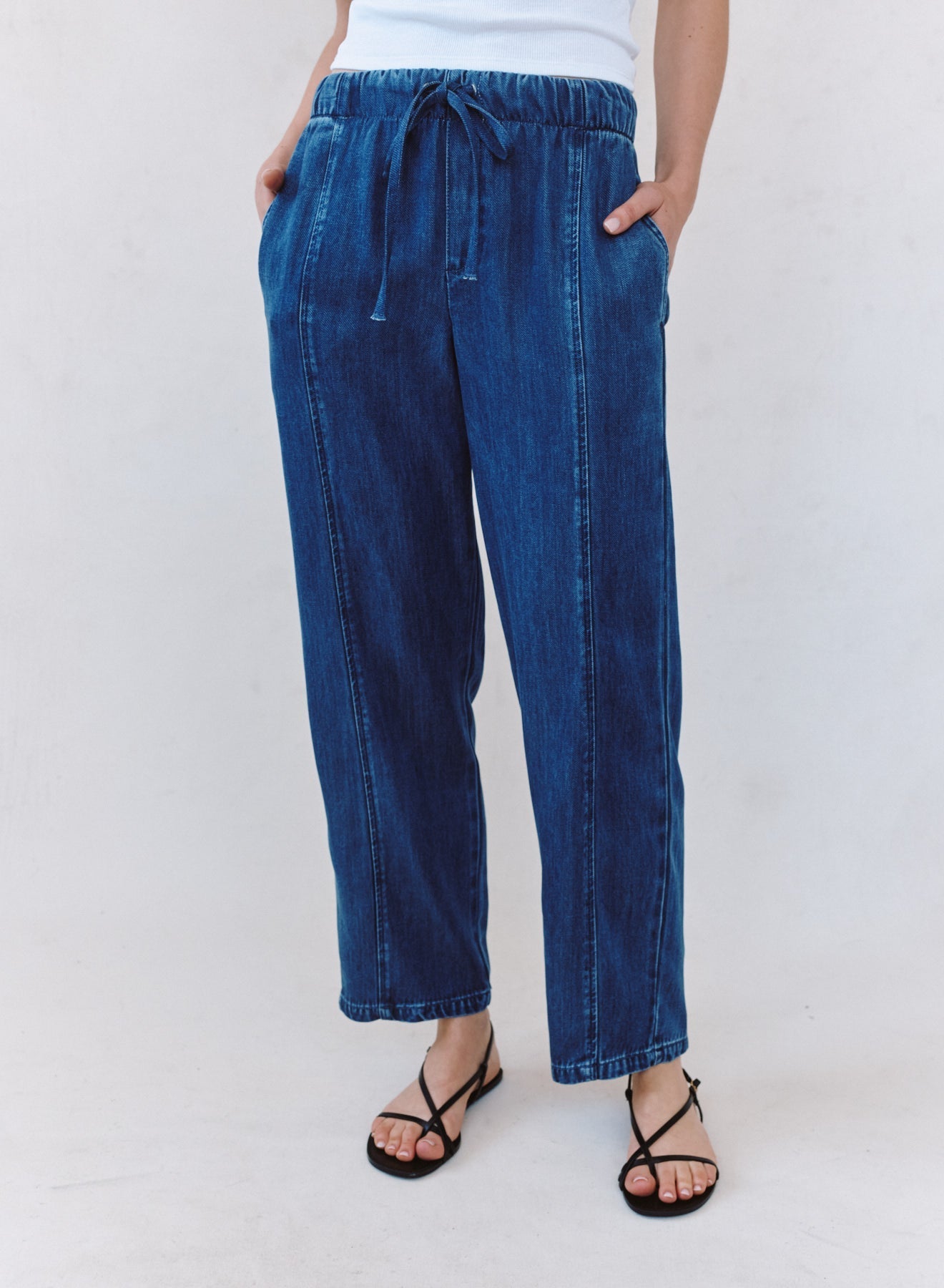 Bella Dahl Seamed Soft Barrel with Elastic Back - Horizon Blue Wash