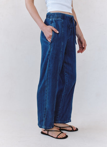 Bella Dahl Seamed Soft Barrel with Elastic Back - Horizon Blue Wash