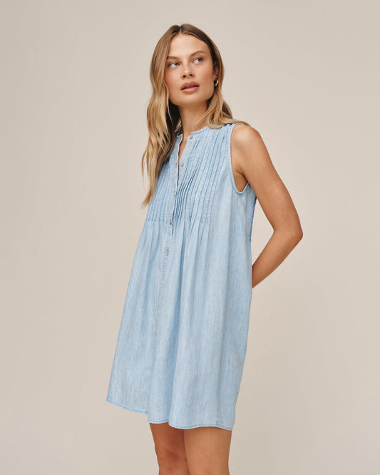 Bella Dahl Sleeveless Pintuck Dress - Sun Bleached Wash