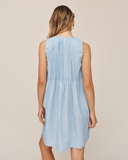 Bella Dahl Sleeveless Pintuck Dress - Sun Bleached Wash