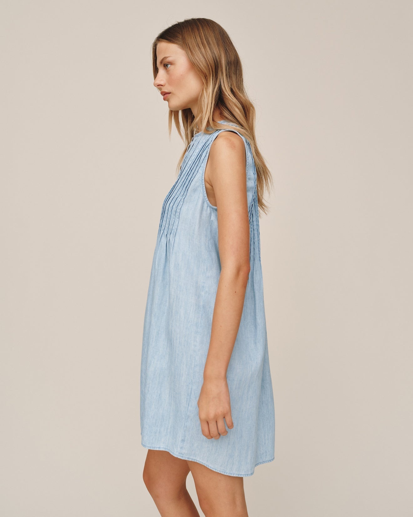 Bella Dahl Sleeveless Pintuck Dress - Sun Bleached Wash