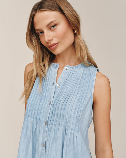 Bella Dahl Sleeveless Pintuck Dress - Sun Bleached Wash