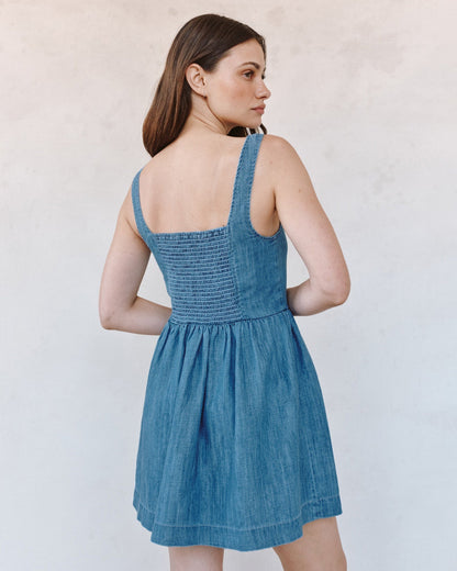 Bella Dahl Fit and Flare Mini Dress - Island Blue Wash