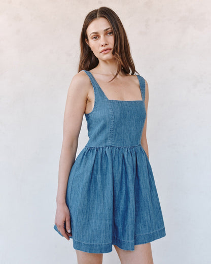 Bella Dahl Fit and Flare Mini Dress - Island Blue Wash