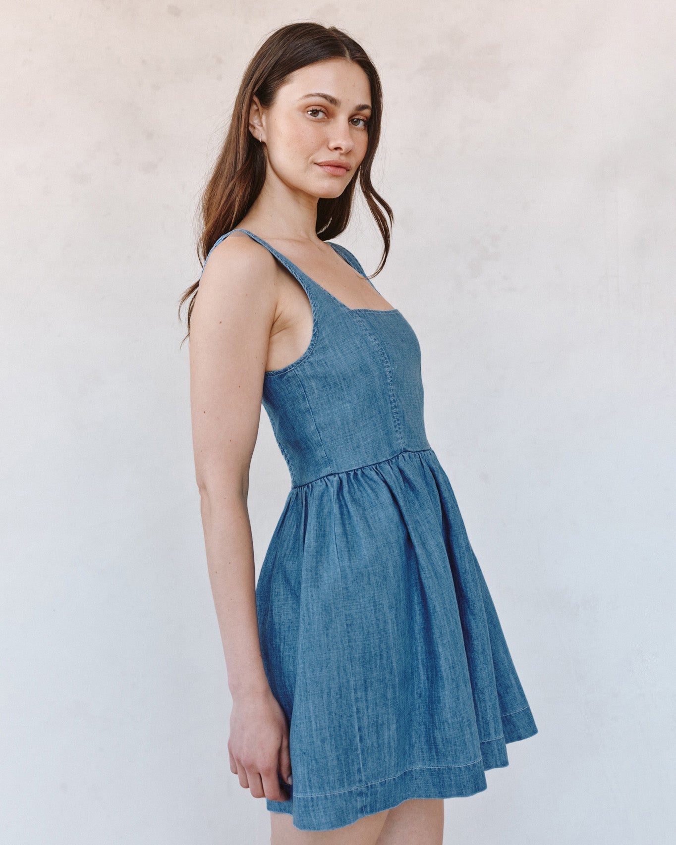 Bella Dahl Fit and Flare Mini Dress - Island Blue Wash