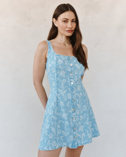 Bella Dahl Sleeveless Button Front Fitted Dress - Vintage Fleur Denim