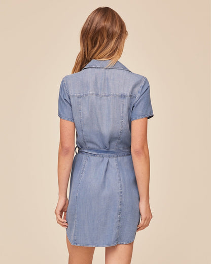 Bella Dahl Short Sleeve Seamed Shirt Dress - Indigo Harbor Wash