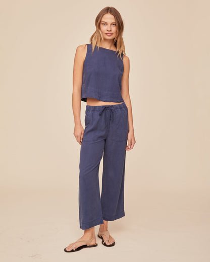 Bella Dahl Easy Pocket Wide Leg Crop - Midnight Surf