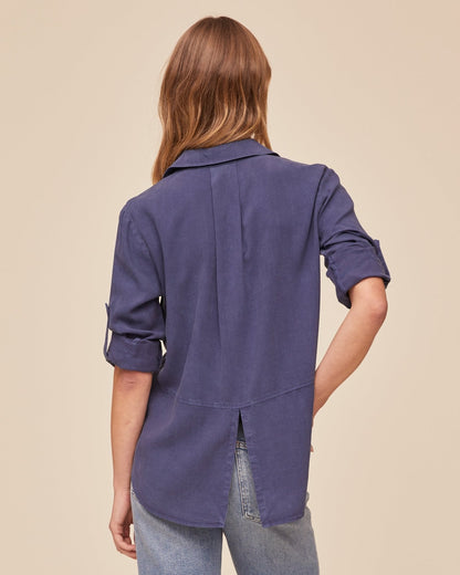 Bella Dahl Split Back Button Down - Midnight Surf