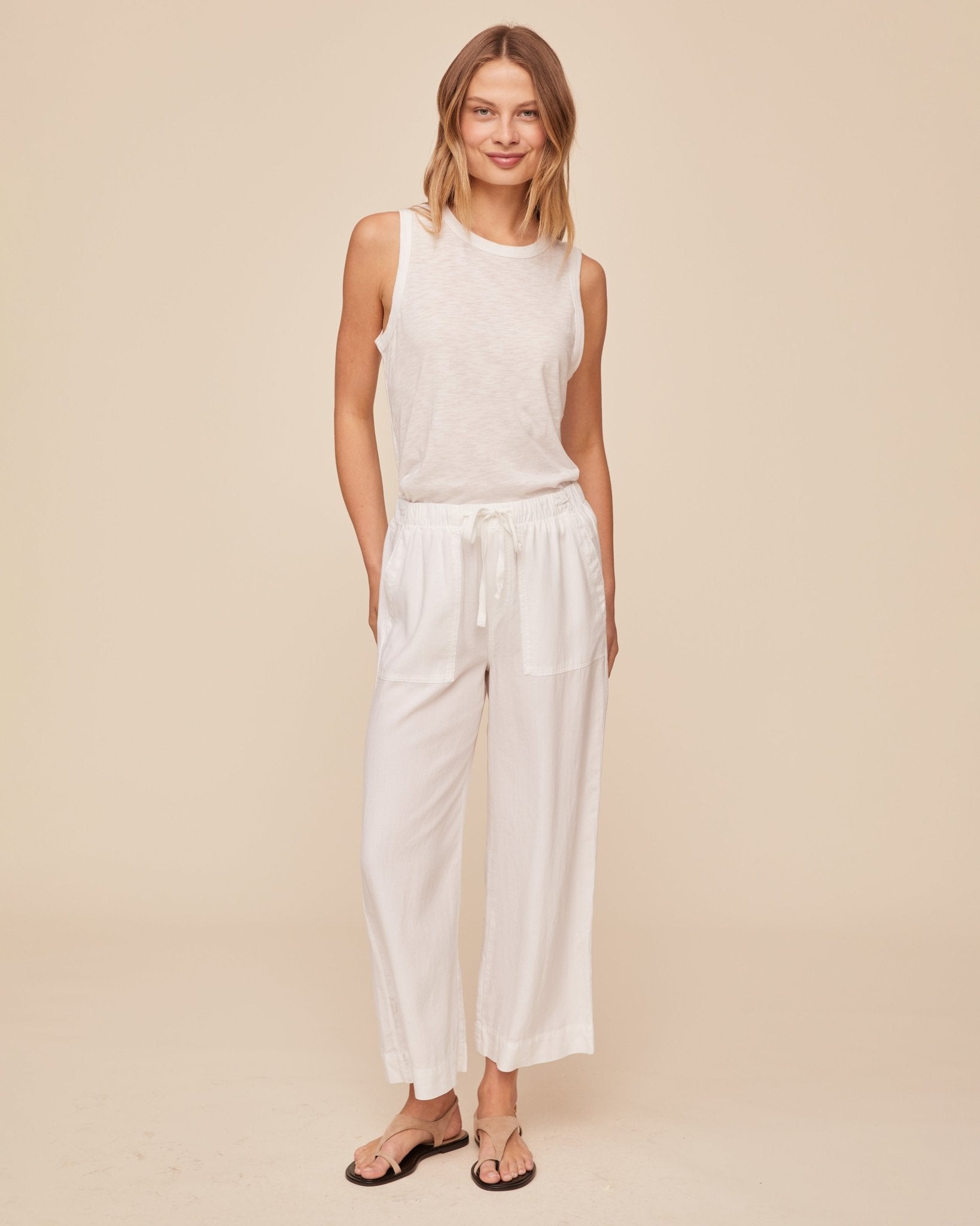 Bella Dahl Easy Pocket Wide Leg Crop - White
