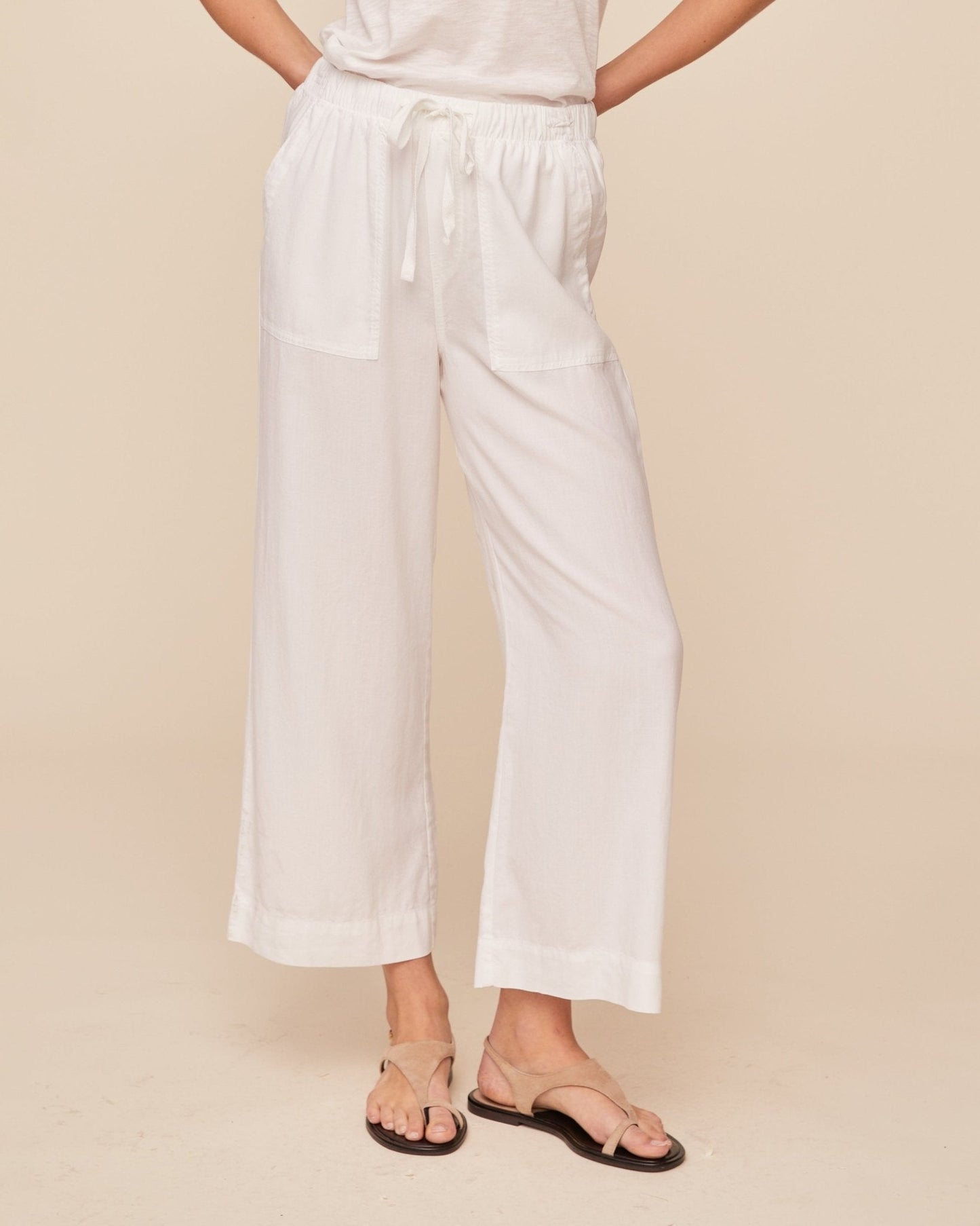 Bella Dahl Easy Pocket Wide Leg Crop - White