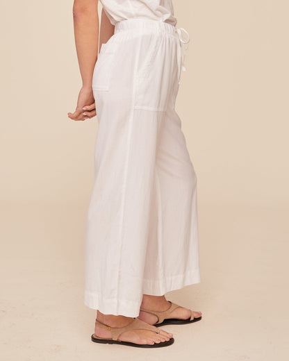 Bella Dahl Easy Pocket Wide Leg Crop - White