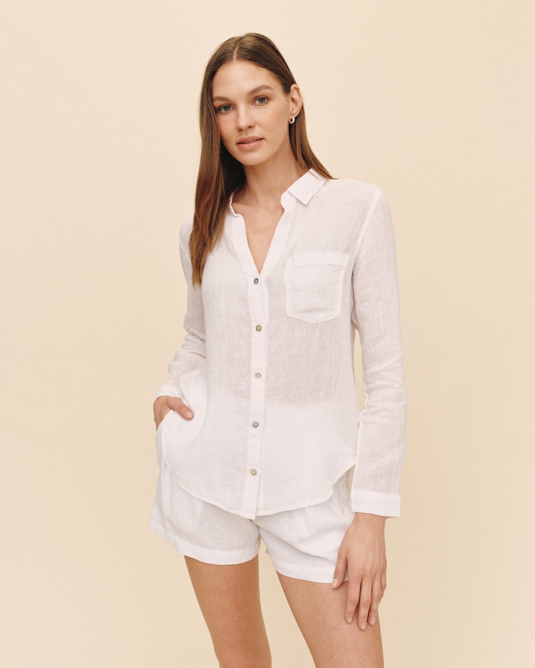 Bella Dahl White Pocket Button Down Shirt in White - Bella Dahl