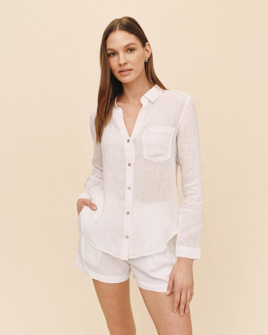 Bella Dahl White Pocket Button Down Shirt in White - Bella Dahl