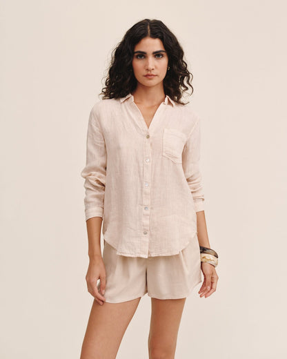Bella Dahl Linen Pocket Button Down Shirt in Sand - Bella Dahl
