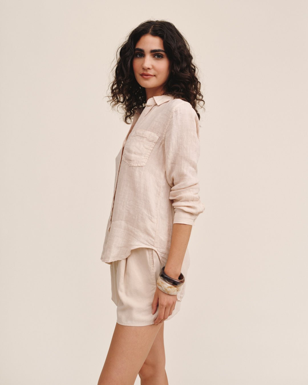 Bella Dahl Linen Pocket Button Down Shirt in Sand - Bella Dahl