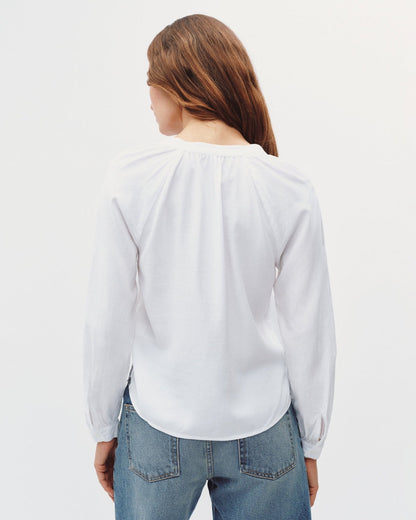 Bella Dahl Long Sleeve Wide Placket Pullover - White