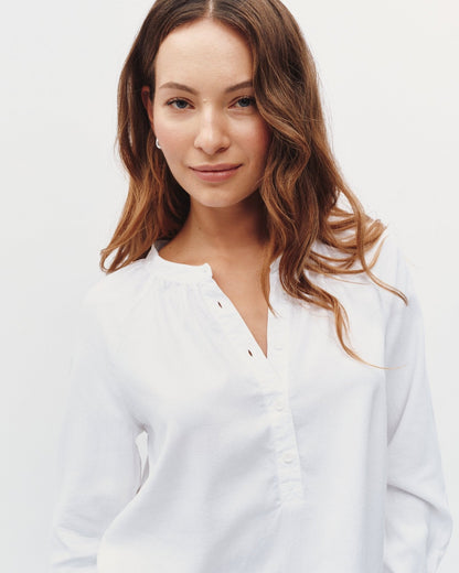 Bella Dahl Long Sleeve Wide Placket Pullover - White
