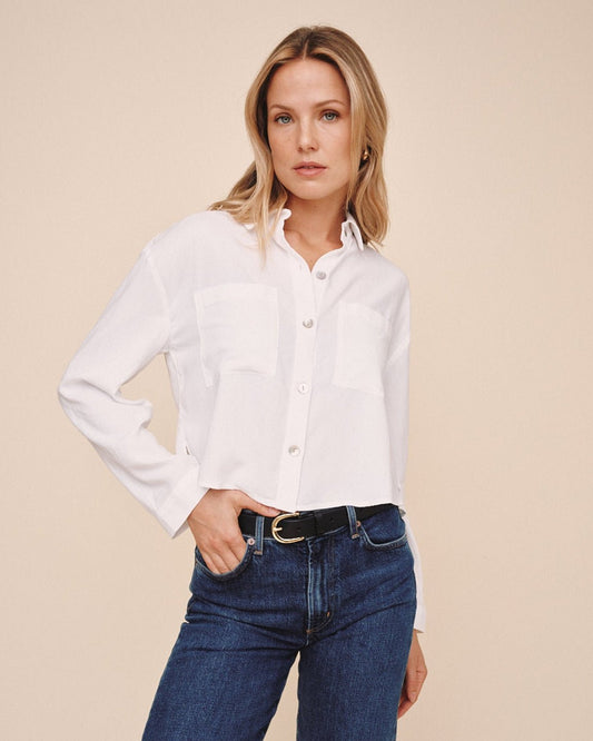 Bella Dahl Cropped Button Down - White