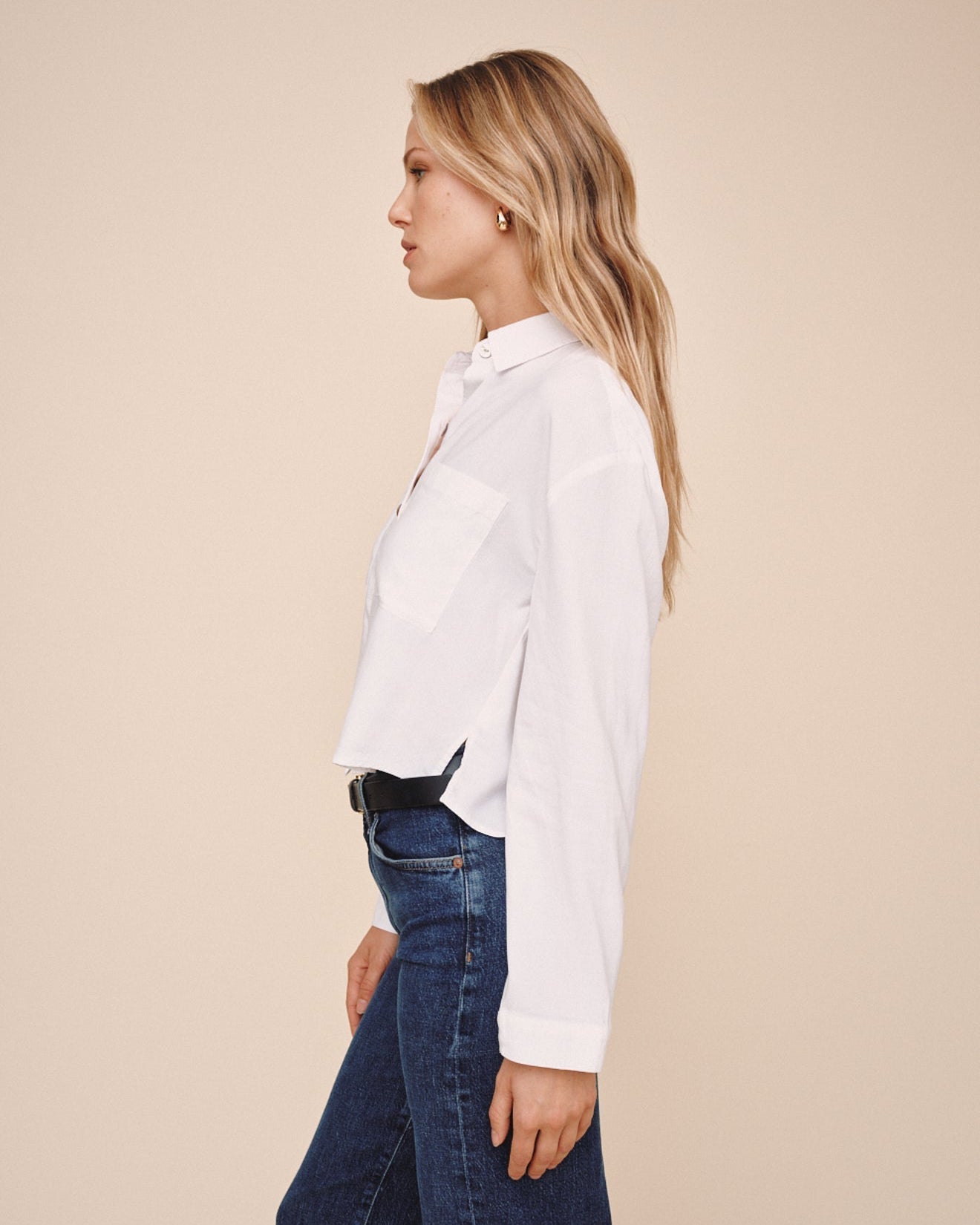 Bella Dahl Cropped Button Down - White