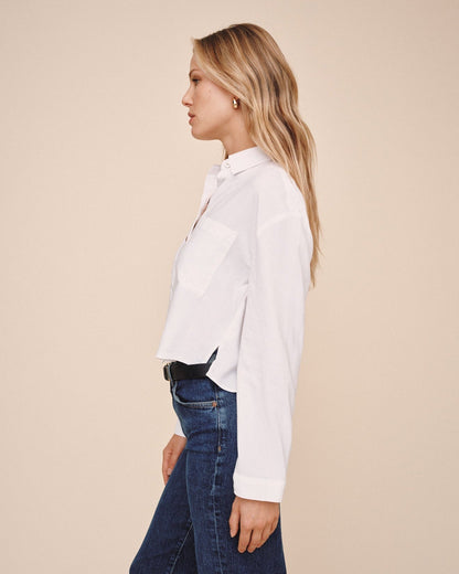 Bella Dahl Cropped Button Down - White