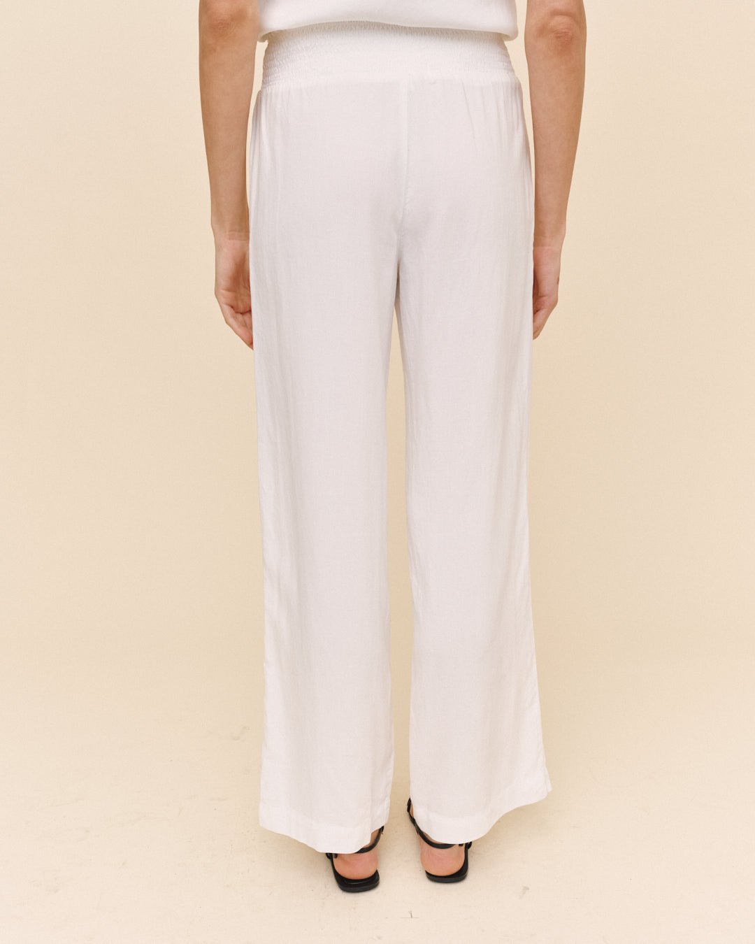 Bella Dahl Smocked Waist Wide Leg Pants in White - Bella Dahl