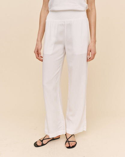 Bella Dahl Smocked Waist Wide Leg Pants in White - Bella Dahl