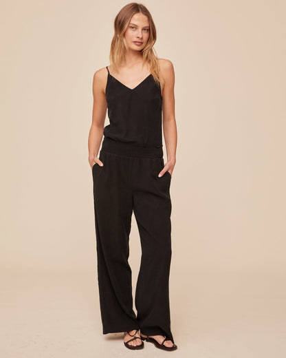 Bella Dahl Smocked Waist Wide Leg Pants in Vintage Black - Bella Dahl