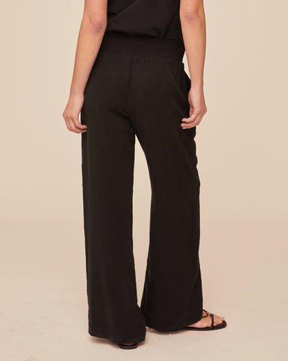 Bella Dahl Smocked Waist Wide Leg Pants in Vintage Black - Bella Dahl