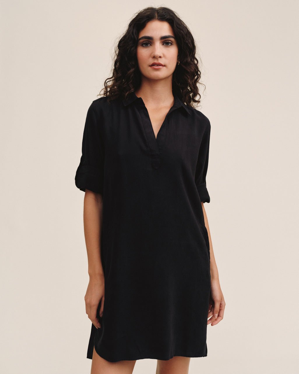 Bella Dahl Long Sleeve A-Line Shirt Dress in Vintage Black - Bella Dahl