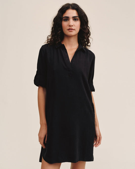 Bella Dahl Long Sleeve A-Line Shirt Dress in Vintage Black - Bella Dahl
