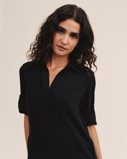 Bella Dahl Long Sleeve A-Line Shirt Dress in Vintage Black - Bella Dahl