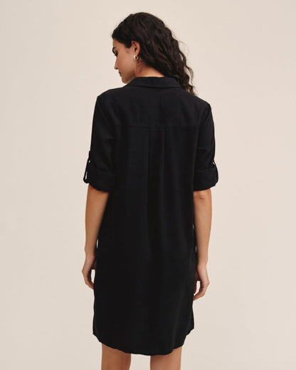 Bella Dahl Long Sleeve A-Line Shirt Dress in Vintage Black - Bella Dahl