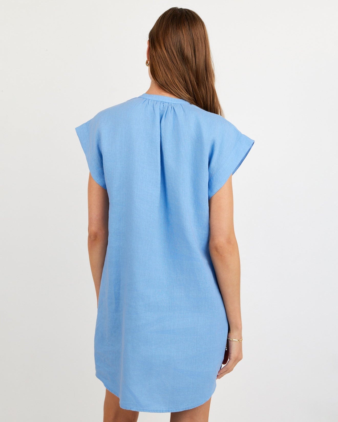 Bella Dahl Cap Sleeve Henley Dress - Tidal Blue