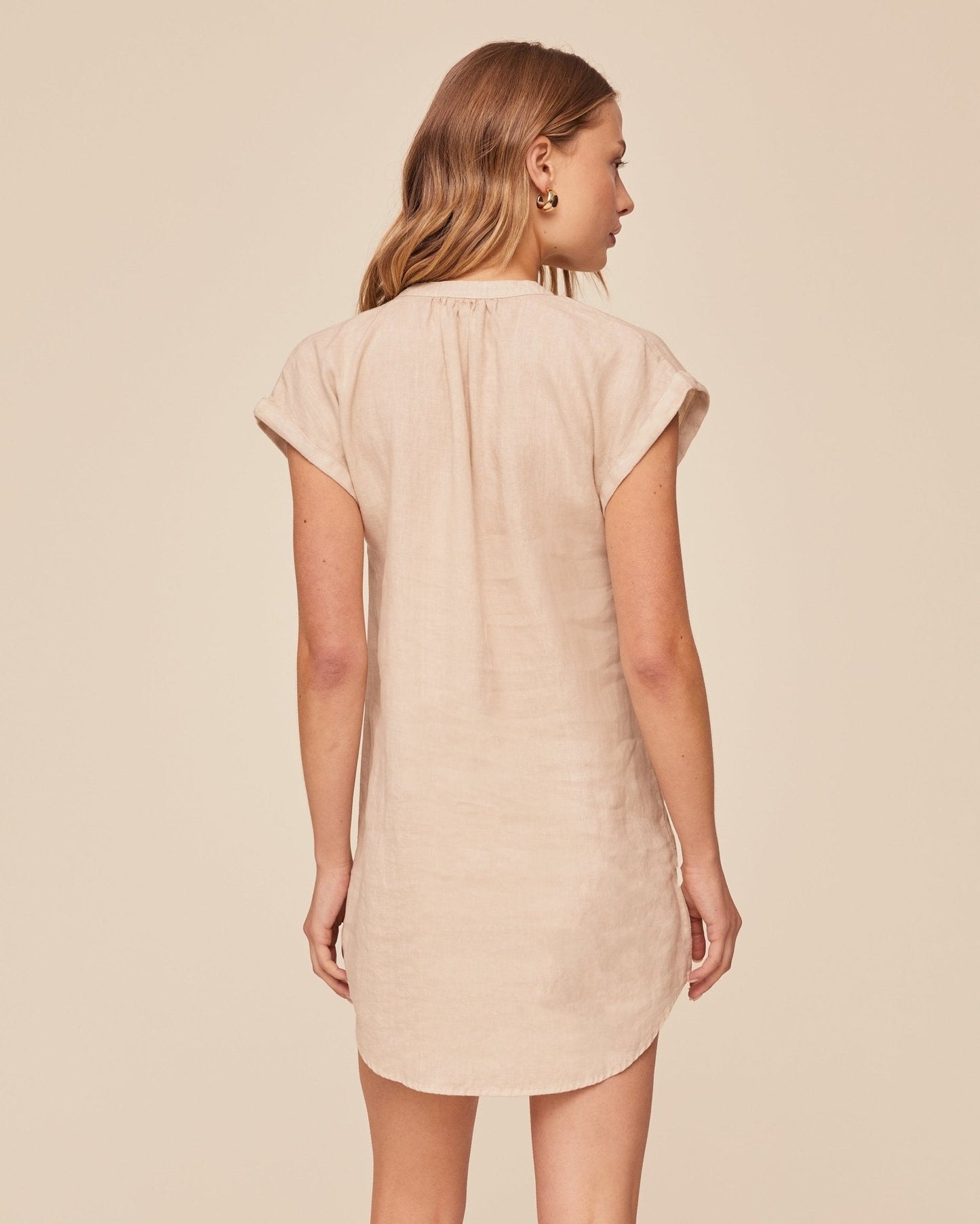Bella Dahl Cap Sleeve Henley Dress - Linen Sand