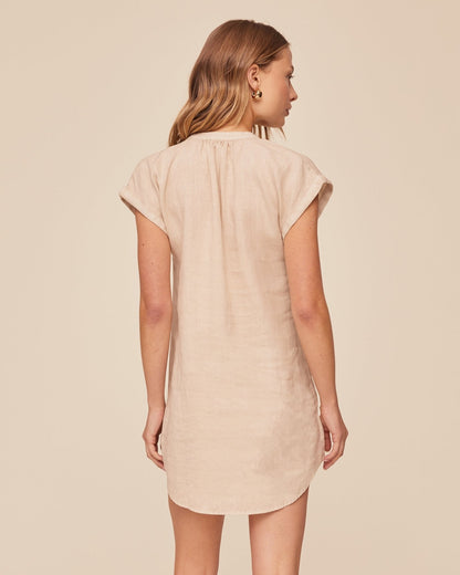 Bella Dahl Cap Sleeve Henley Dress - Linen Sand