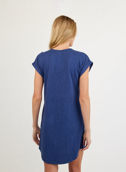Bella Dahl Cap Sleeve Placket Dress - Midnight Surf