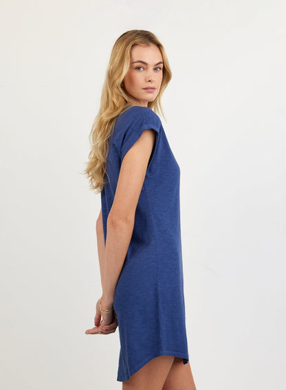 Bella Dahl Cap Sleeve Placket Dress - Midnight Surf