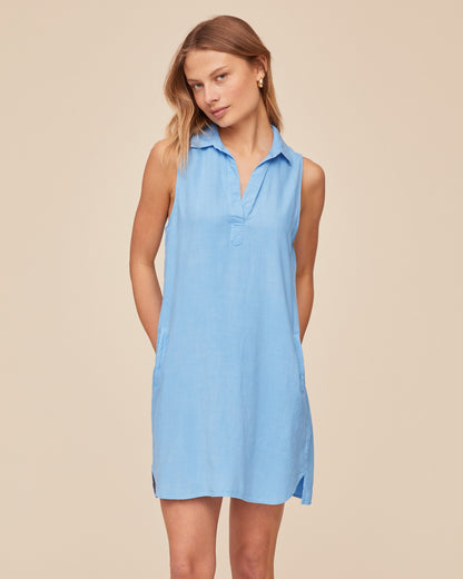 Bella Dahl Sleeveless A Line Dress - Tidal Blue