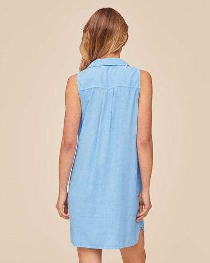 Bella Dahl Sleeveless A Line Dress - Tidal Blue
