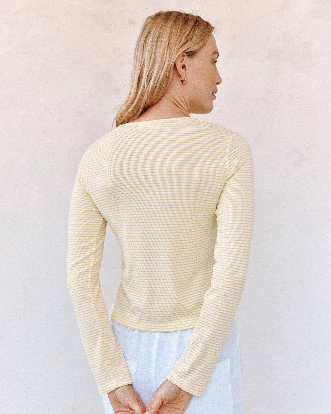 Bella Dahl Fitted Cardigan - Lemon Meringue Stripe