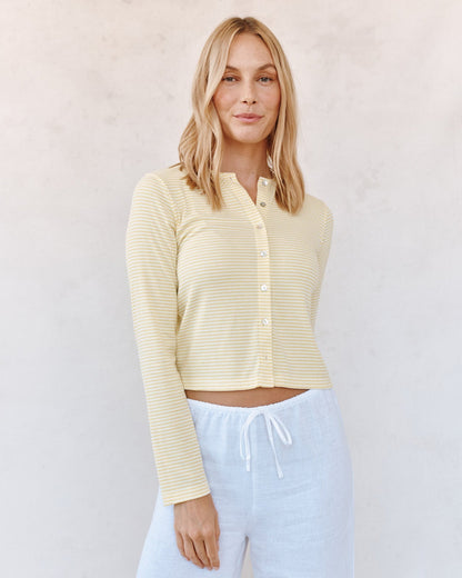 Bella Dahl Fitted Cardigan - Lemon Meringue Stripe