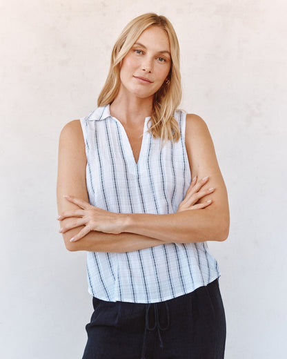 Bella Dahl Sleeveless Pullover - Black & White Shadow Stripe
