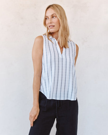 Bella Dahl Sleeveless Pullover - Black & White Shadow Stripe