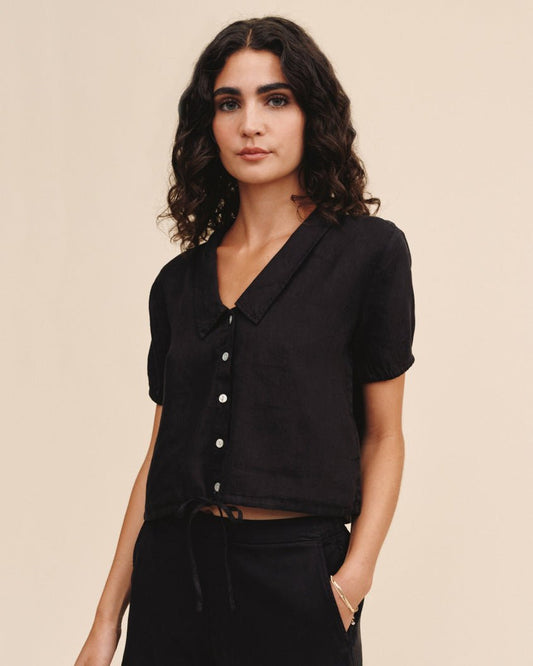 Bella Dahl Short Sleeve Puritan Collar Shirt - Black