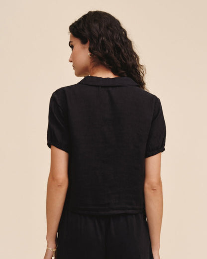Bella Dahl Short Sleeve Puritan Collar Shirt - Black
