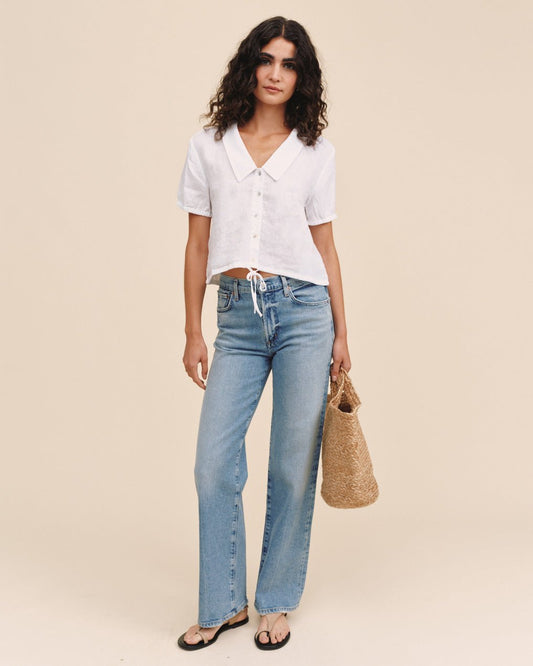 Bella Dahl Short Sleeve Puritan Collar Shirt - White