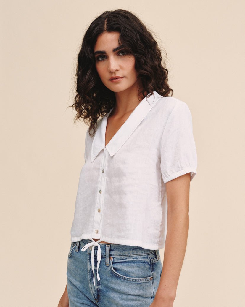 Bella Dahl Short Sleeve Puritan Collar Shirt - White